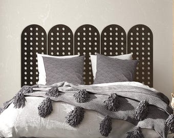 Holz Kopfteil Queen King, gewölbtes Kopfteil Holz, modernes Holz Kopfteil, Über Bett Wandkunst Boho, Holz Kopfteil in voller Größe, Boho Bettrahmen