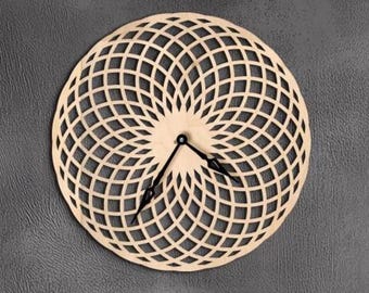Reloj de pared Toro, Reloj de madera hecho a mano, Decoración de pared de geometría sagrada, Reloj de madera Mandala, Reloj de pared Boho, Reloj de pared Flor de la Vida