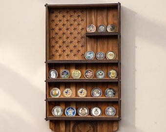 Military Coin Wall Display Case, Challenge Coin Display, Military Coin Holder, Military Coin Shadow Box, Military Coin Stand