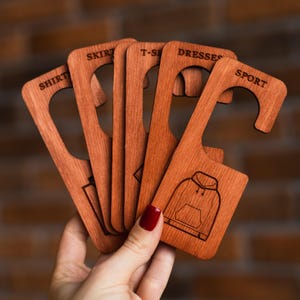 Wood closet dividers for rod, Custom closet dividers for adults, Wardrobe dividers, Closet dividers with tag on top, Closet separatees