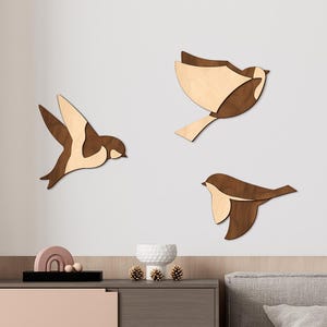 Set of 3 flying birds for walls wood,Flying birds wall decoration,Flock of birds wall art,Nursery bird wall decor,Kids room birds flying art