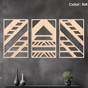Wood geometric wall art set of 3, Abstract wood wall art, Modern wood wall art, Mid century wood wall art, Minimalist wood wall art