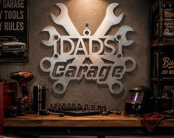 Personalized Dad's Garage Metal Sign | Custom Steel Man Cave Decor