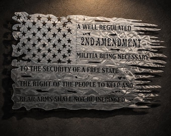 2nd Amendment Metal American Flag, Steel Patriotic Garage Wall Decor