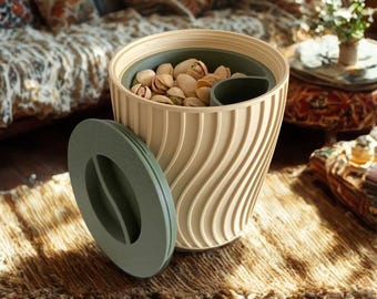 Pistachio Bowl with Shell Discard | Travel Snack Cup | Car Snack Holder Gift