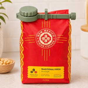 Coffee Bag Clip with Pour Spout | Seals Freshness, Prevents Spills (3D Printed) Sage green