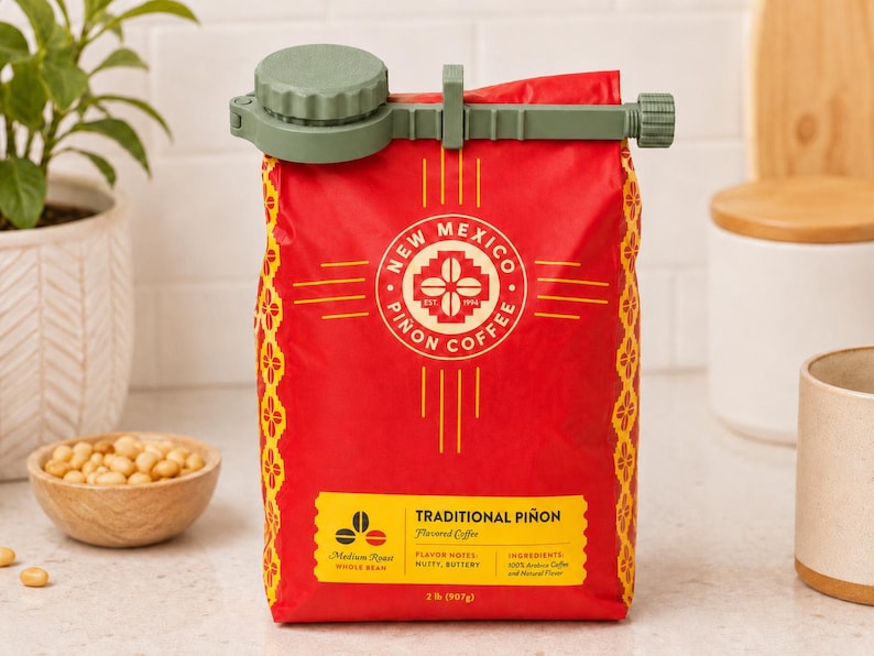 Coffee Bag Clip with Pour Spout | Seals Freshness, Prevents Spills (3D Printed) Sage green