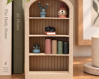 Miniature Bookshelf Bookend, 3D Printed Book Nook Decor, Tiny Library Shelf Accessory Set