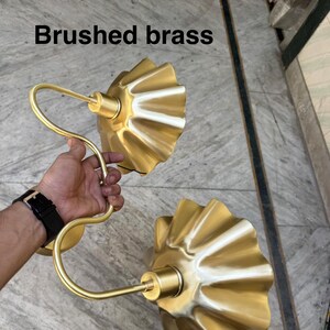 Handcrafted Brass Double Wall Sconce, Vintage Shade Vanity ,hardwire & plug-in image 8
