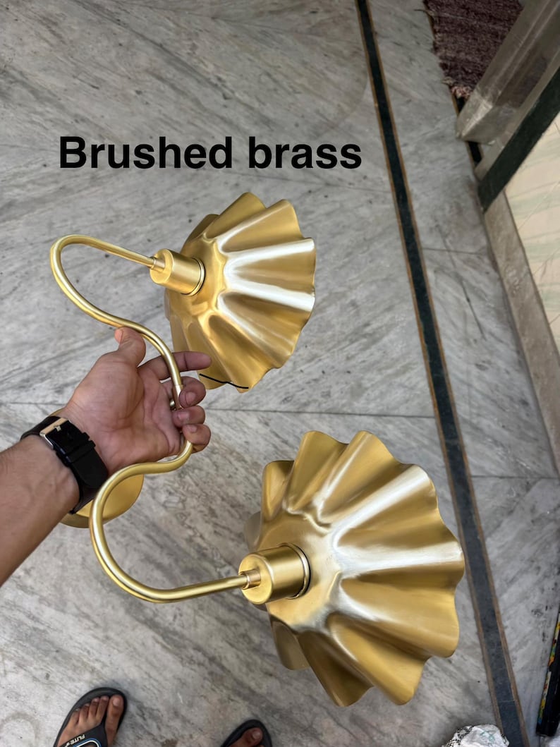 Handcrafted Brass Double Wall Sconce, Vintage Shade Vanity ,hardwire & plug-in image 8