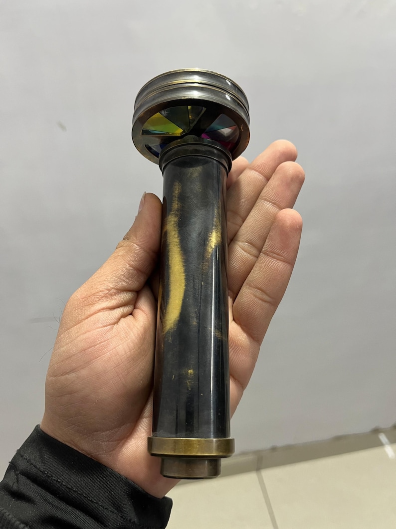 Handcrafted Brass Kaleidoscope, Vintage Style, 6-Inch with Stand image 1