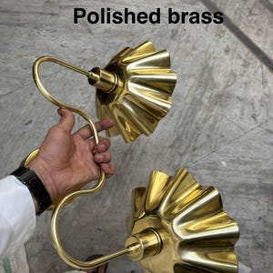 Handcrafted Brass Double Wall Sconce, Vintage Shade Vanity ,hardwire & plug-in image 11