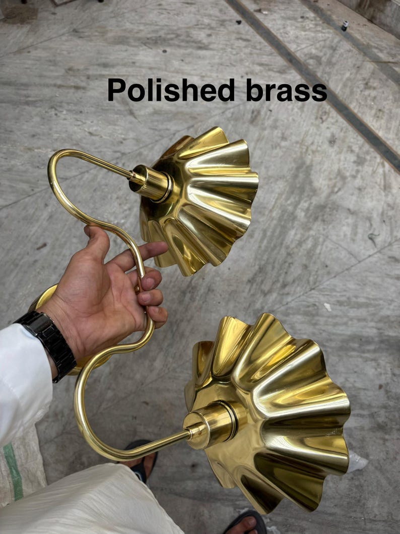 Handcrafted Brass Double Wall Sconce, Vintage Shade Vanity ,hardwire & plug-in image 11