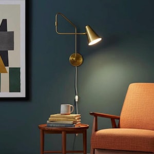 Mid-Century Modern Brass Double Arm Wall Sconce
