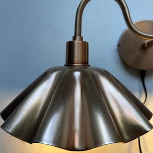 Handcrafted Brass Double Wall Sconce, Vintage Shade Vanity ,hardwire & plug-in image 15