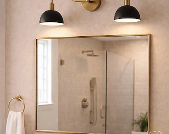 Mid Century Brass Double Vanity Light | Bathroom Wall Sconce