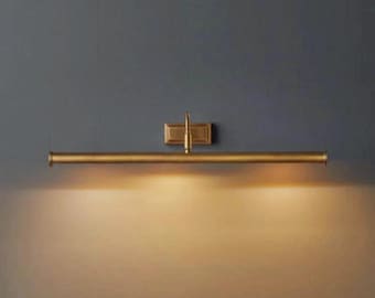 Lámpara de pared de latón estilo moderno de mediados de siglo / Lámpara de galería para cuadros / Aplique de pared vintage de latón con enchufe / Cableado