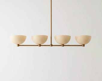 Mid-Century Modern Brass Linear Chandelier – Italian Stilnovo Design