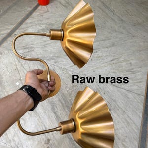 Handcrafted Brass Double Wall Sconce, Vintage Shade Vanity ,hardwire & plug-in image 10