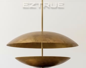 Handcrafted Brass Chandelier – Modern Ceiling Light, 24 Inch