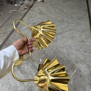 Handcrafted Brass Double Wall Sconce, Vintage Shade Vanity ,hardwire & plug-in image 12