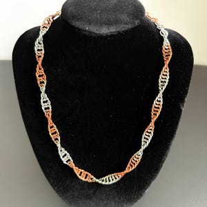 Copper and Stainless Steel 4in 1 Spiral Chainmail Necklace
