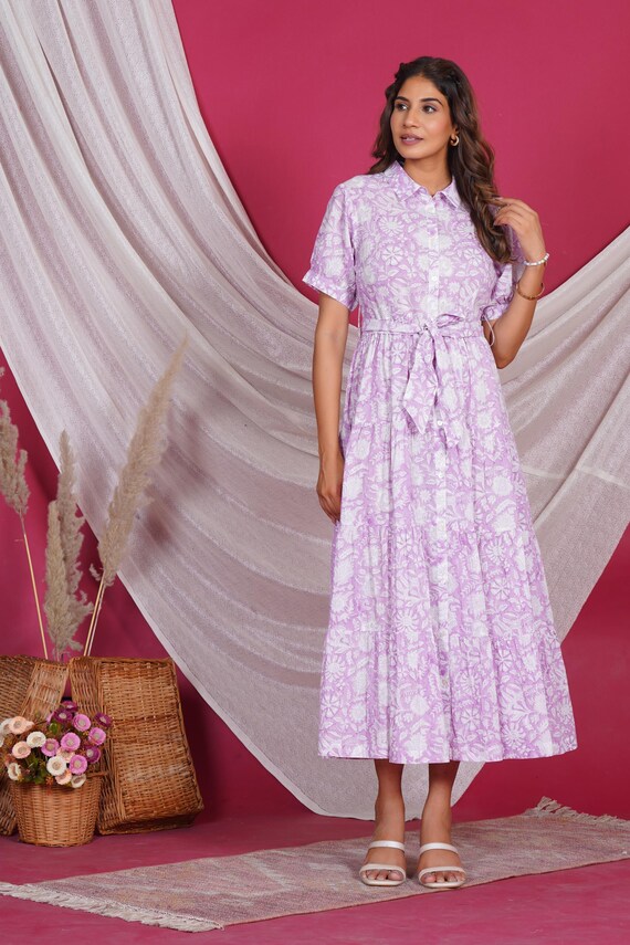 cotton dress hands designs Blue Hand-Beaded Handspun Cotton Boho Maxi Dress 42" / Petite (5'1" and below)