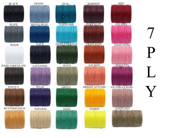 7 Ply Waxed Irish Linen Thread Strong, Colorful 100% Flax Thread for Leatherwork, Bookbinding, and Hand Stitching