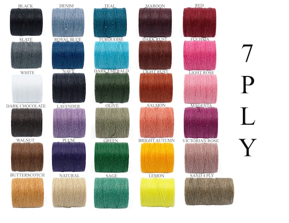7 Ply Waxed Irish Linen Thread Strong, Colorful 100% Flax Thread for Leatherwork, Bookbinding, and Hand Stitching
