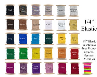 1/4" Flat Elastic Cord Metallic Skinny Elastic  144 Yard Spool for Headbands, Hair Ties, and Crafting