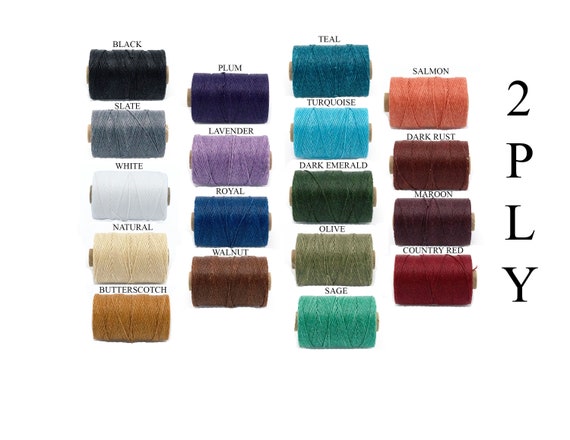 Tinkercrafts 2 PLY Waxed Irish Linen Thread 17 Color Options Heavy Duty  Strong 100% Pure Linen Thread Bookbinding Jewelry Cord Knot 