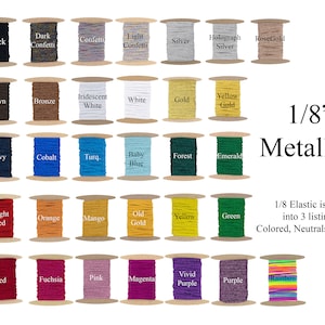 1/8 inch Metallic Skinny Elastic 3mm Elastic 200 Yard Spool Flat Headband Clothing Elastic Binding Band Cord EXCLUSIVELY Tinkercrafts