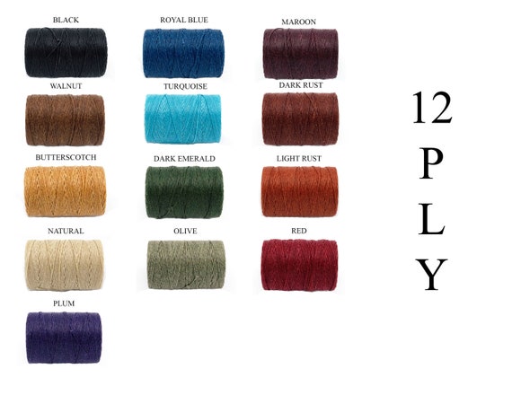 Tinkercrafts Waxed Irish Linen Thread 12 Ply Strong Colorful Waxed Thread  Cord Flax Thread Bookbinding Leather Sewing Belts Moccasins Shoes 