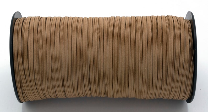 Quick Ship from USA Face Mask Elastic 18 inch LATTE BROWN Elastic Skinny Elastic by the Yard Skinny 3mm Elastic 3mm