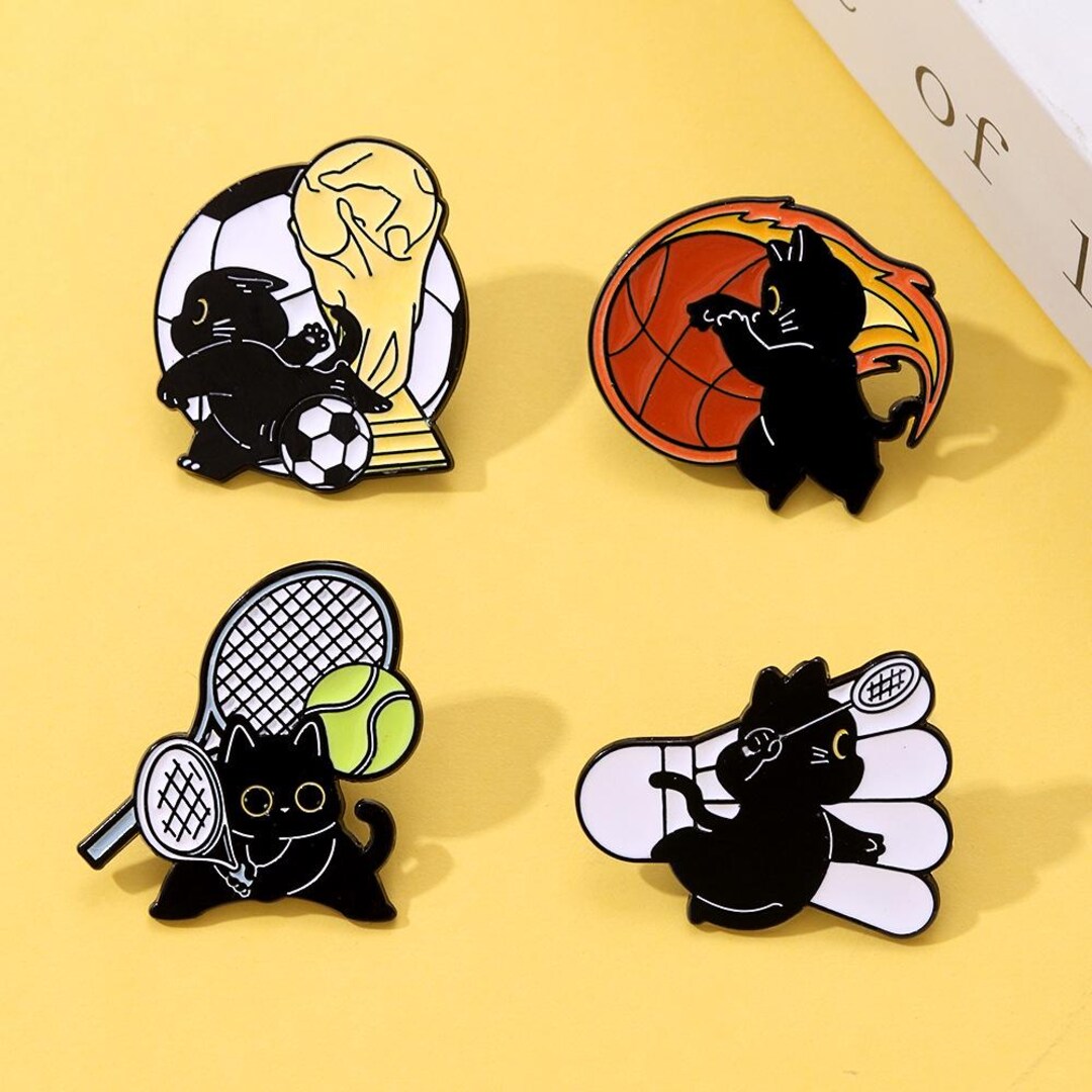 Black Cats Enamel Pin Cute Cat Pin Set Cat Person Gifts Kawaii Backpack ...
