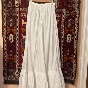 Antique Edwardian victorian cotton skirt 1900s petticoat lingerie tea dress 24&quot; waist XS
