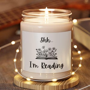 Shh... Im Reading Candle | Cozy Book Lover Gift | Bookish Soy Wax Candle for Readers | Literary Aesthetic Candle