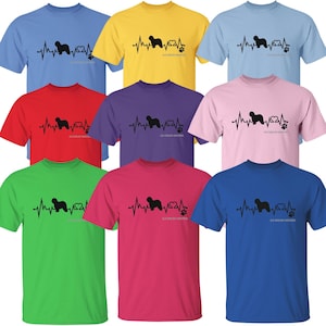 Old English Sheepdog Heartbeat, Unisex, Cotton/Polyester T-Shirt