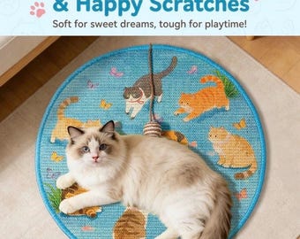 Gartenkatzen JinglePlay Sisal Kratzer, Schälen und Stick Künstlerische Katzenkratzbrett / Matte, Perfektes Geschenk für Renters, Kunstliebhaber, Katzeneltern