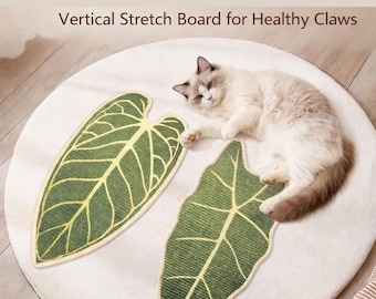 Botanical Anthurium Leaf Sisal Cat Scratcher, Peel & Stick Artistic Cat Scratching Board, Perfect Gift for Renters, Art Lovers, Cat Parents