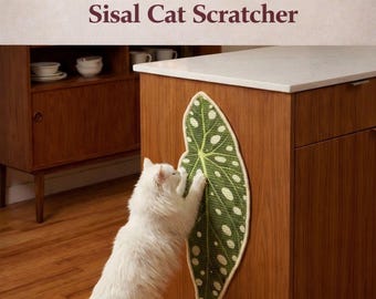 Botanical Begonia Leaf Sisal Cat Scratcher, Peel & Stick Artistic Cat Scratching Board, Perfect Gift for Renters, Art Lovers, Cat Parents