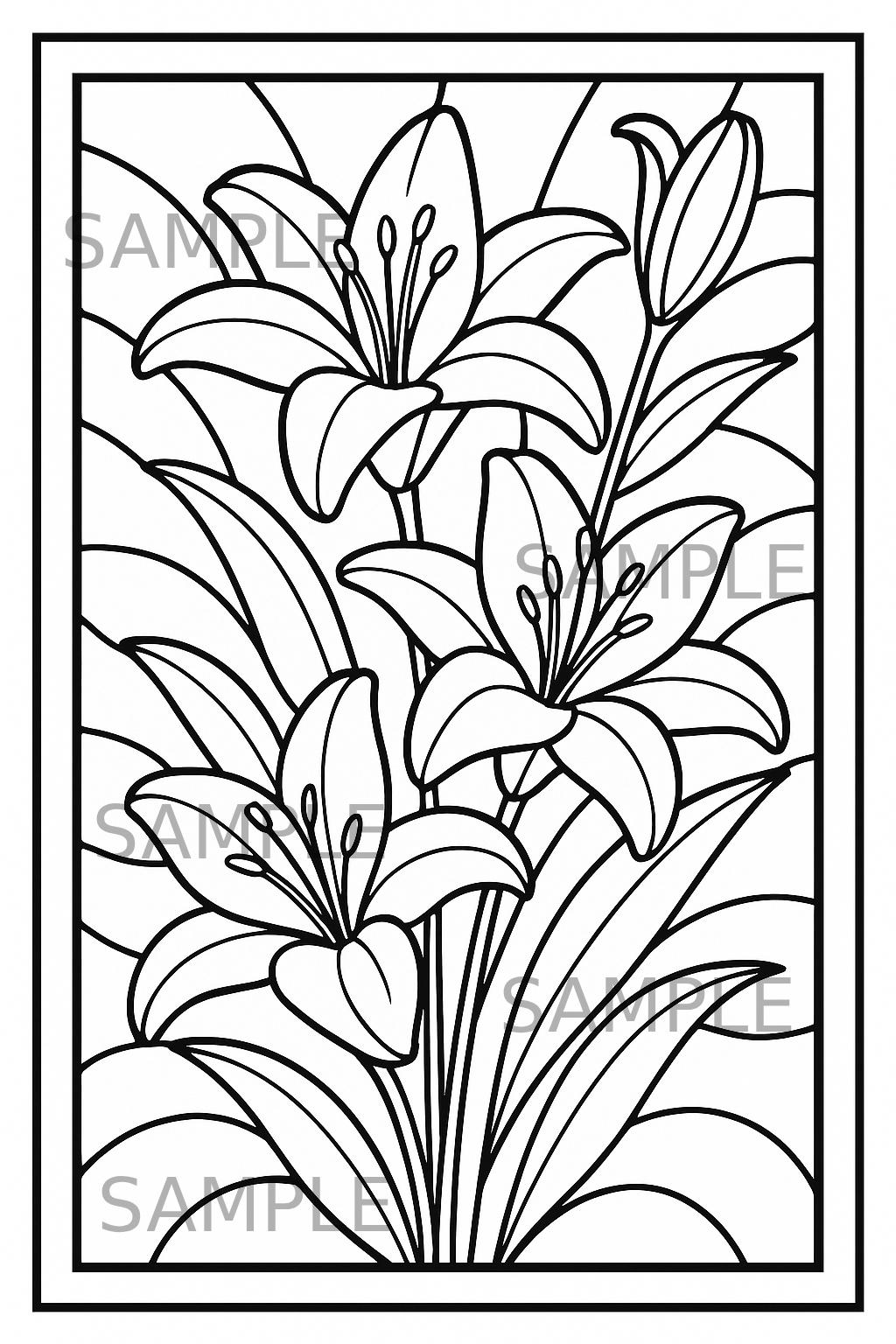 Lily Coloring Pages - Etsy New Zealand, image size:1024x1536
