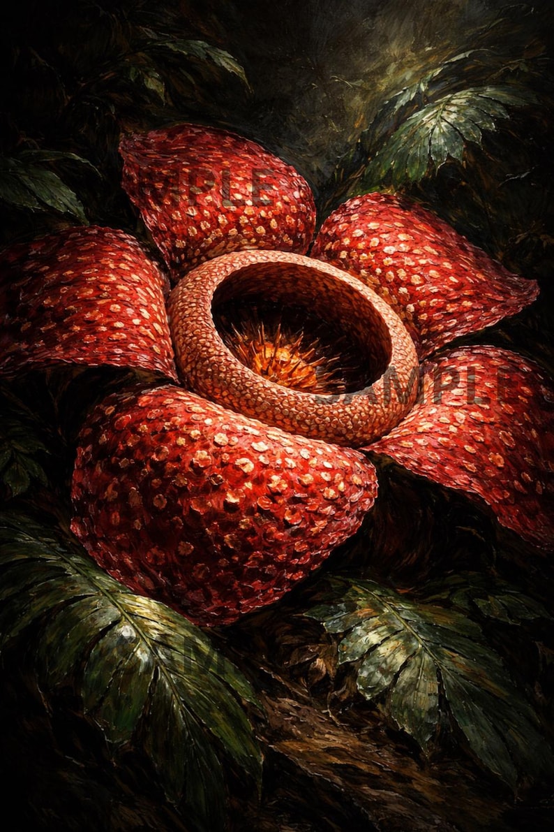 Rafflesia Arnoldii Botanical Printable Artwork, Rare Tropical Flower ...