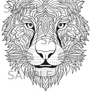 Tiger Coloring Page, Intricate Mandala Animal Design, Printable Wildlife Art, Digital Download PNG, Relaxing Mindfulness Coloring Sheet