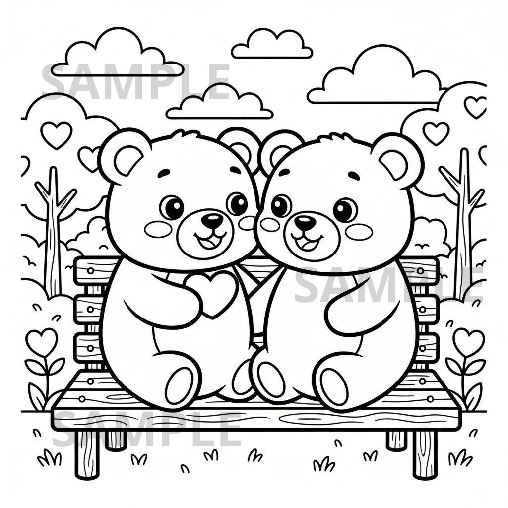 38 Un-BEAR-lievable Crafts: Engaging and Easy DIY Projects for Kids 17 Bear Couple Coloring Page for Kids, Cute Valentine Bear Coloring,…