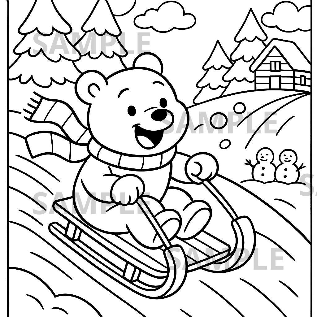 38 Un-BEAR-lievable Crafts: Engaging and Easy DIY Projects for Kids 20 Bear Sledding Coloring Page, Winter Bear Printable, Cute Snow Day…