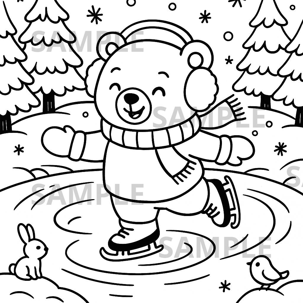38 Un-BEAR-lievable Crafts: Engaging and Easy DIY Projects for Kids 24 Bear Ice Skating Coloring Page, Winter Bear Printable, Fun Animal…