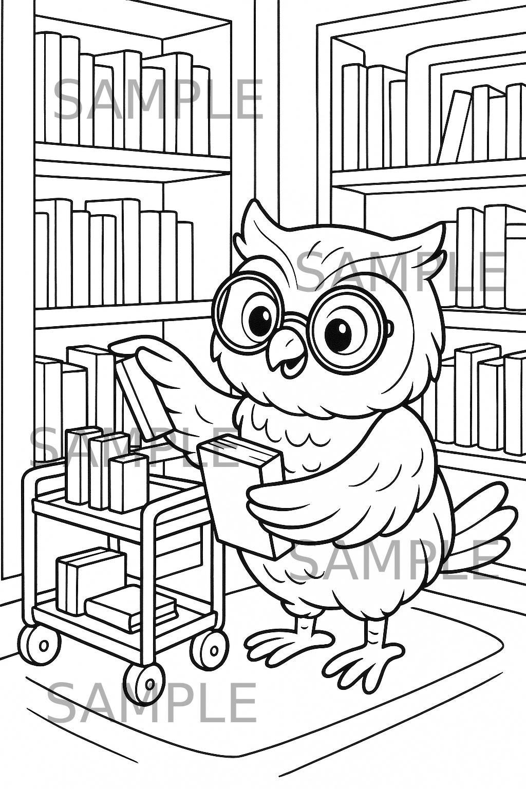 42 Creative Owl Crafts For Kids 26 Owl Librarian Coloring Page, Printable Cute Animal Working Coloring…