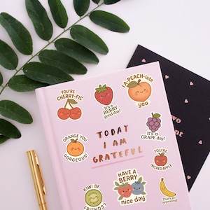 Cute Fruit Inspirational Sticker PNG, Digital Planner Stickers, Kawaii Fruit Pun Print at Home Stickers, Laptop and Bottle Sticker Files