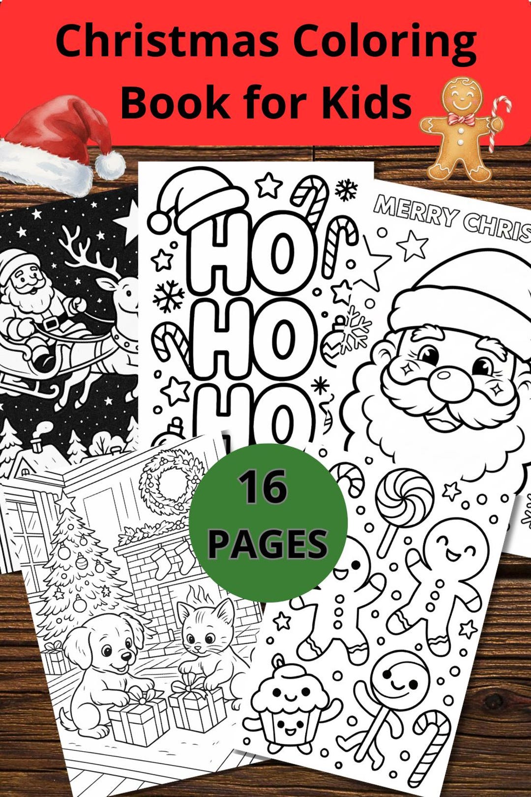 Christmas Coloring Pages Bundle PDF and PNG, 10 Festive Holiday ...
